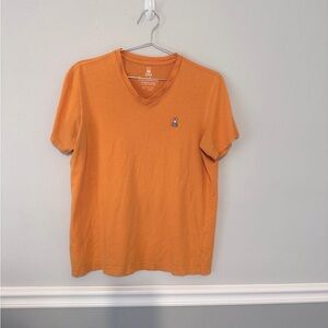 Psycho Bunny Men's Marigold Orange Embroidered  V-Neck Short Sleeve T-Shirt Sz S